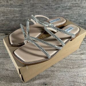 Steve Madden Rhinestone Starie Strappy Sandals - Silver and Nude